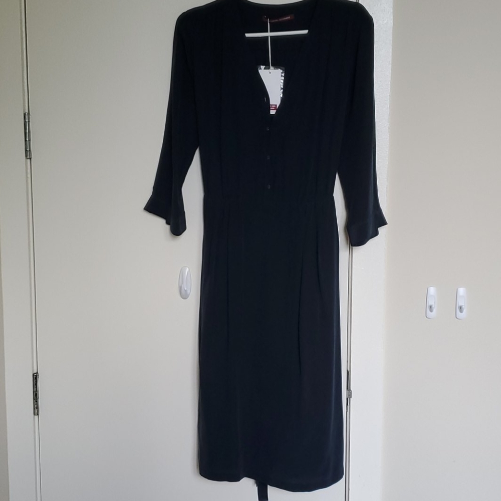 V-Neck Silk-blend Midi Dress
